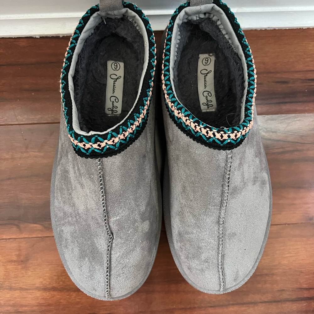 Gray Minimalist Mules with Platform Sole - Picture 2 of 5